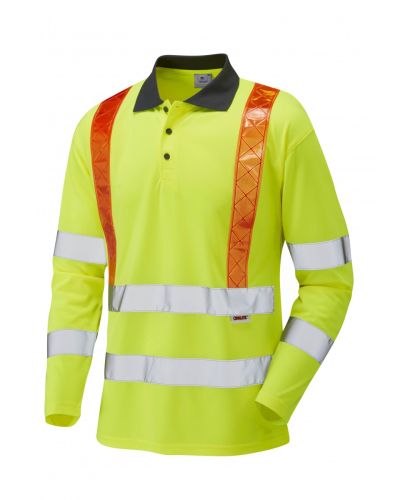 BICKLETON ISO 20471 Cl 3 Orange Brace Coolviz Sleeved Polo Shirt (EcoViz)